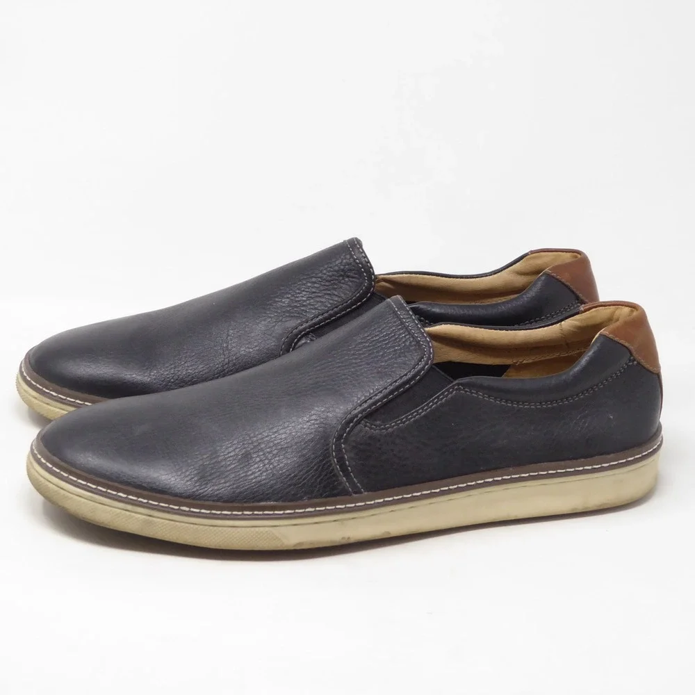 Johnston & Murphy Mens McGuffey Slip On Shoes Black Leather Sheepskin 13M